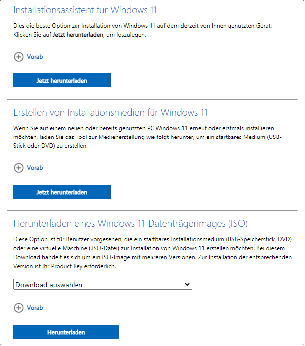 Herunterladen von Windows 11-Software von Microsoft