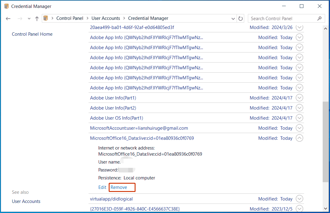 Office-Anmeldeinformationen löschen