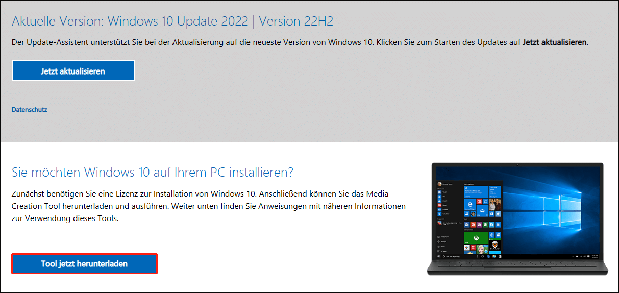 Die Microsoft-Download-Seite