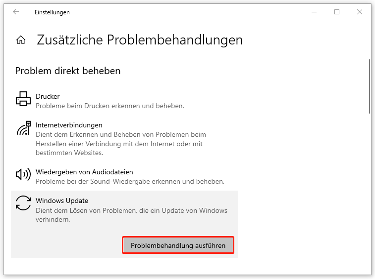 Windows Update-Problembehandlung ausführen