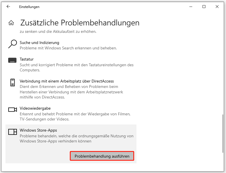 Problembehandlung für Windows Store-Apps ausführen