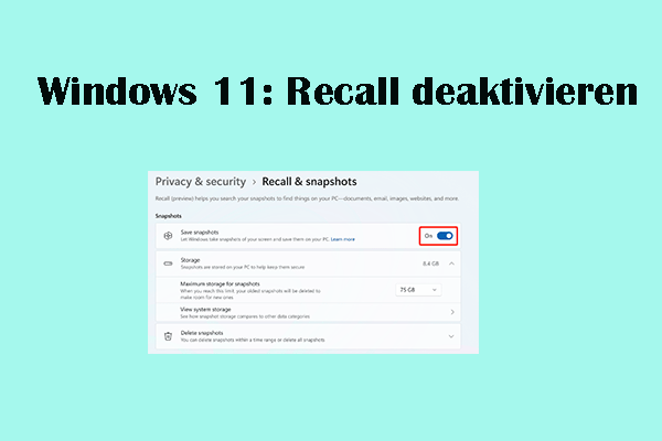 So deaktivieren Sie die Windows 11-KI Recall vollständig/temporär