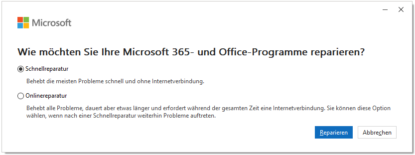 Microsoft 365 reparieren