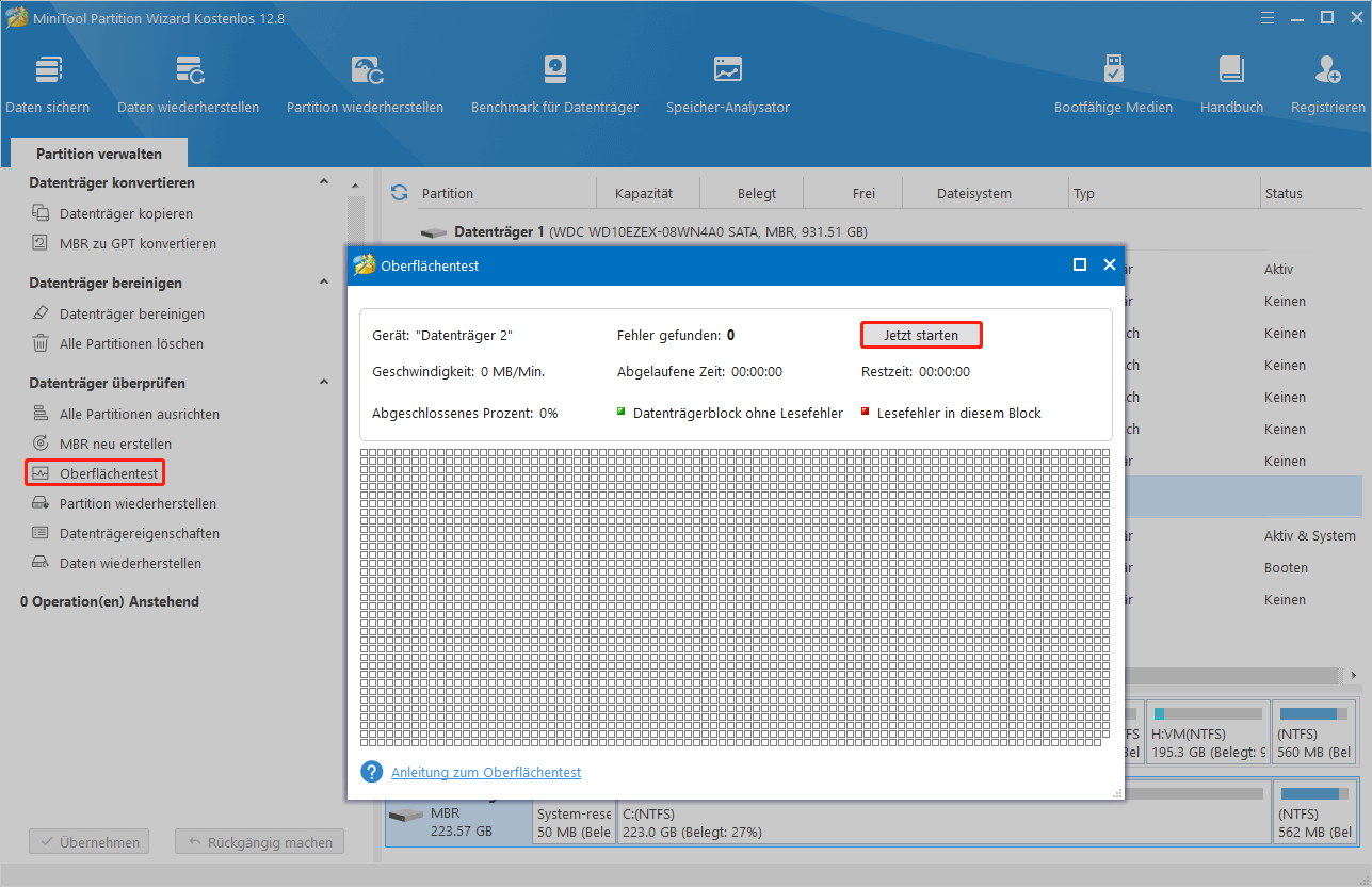 Oberflächentest