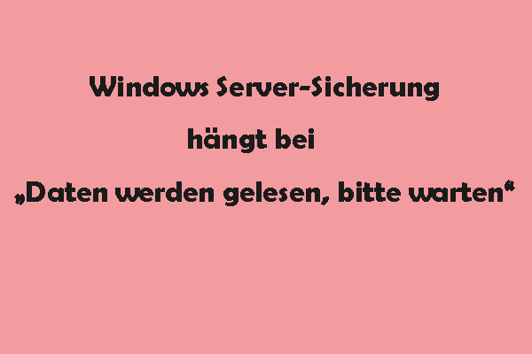Windows Server-Sicherung hängt bei „Daten werden gelesen, bitte warten“