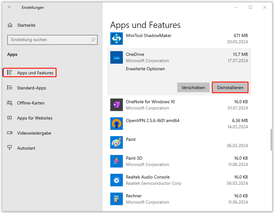 OneDrive deinstallieren