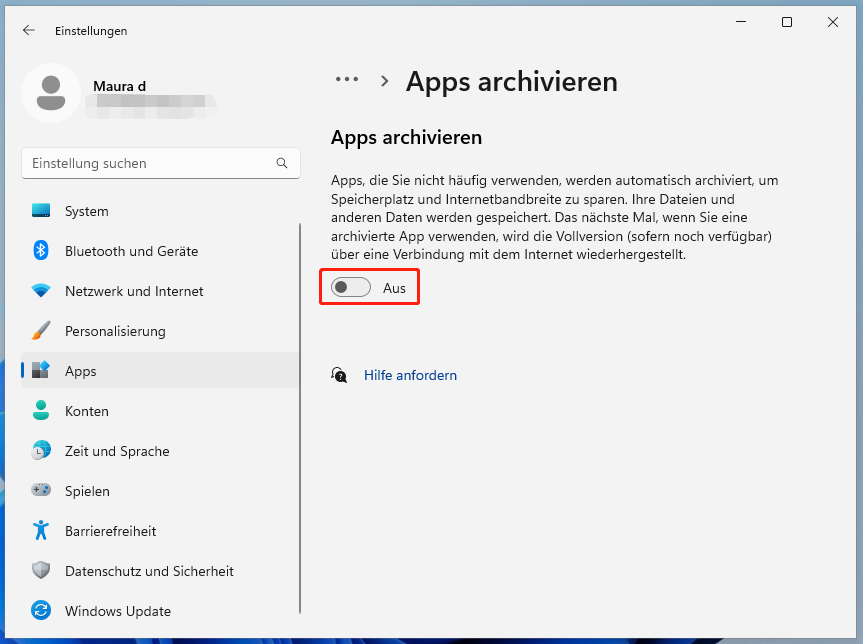 Apps archivieren deaktivieren