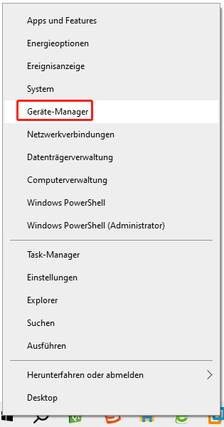 Öffnen Sie den Geräte-Manager über das Startmenü