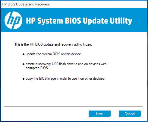 HP BIOS Update and Recovery Utility