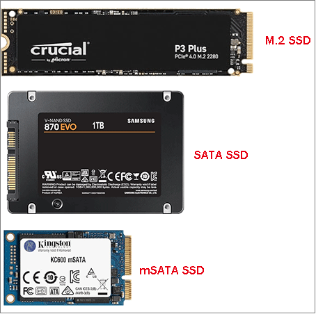 M.2, SATA- und mSATA-SSD