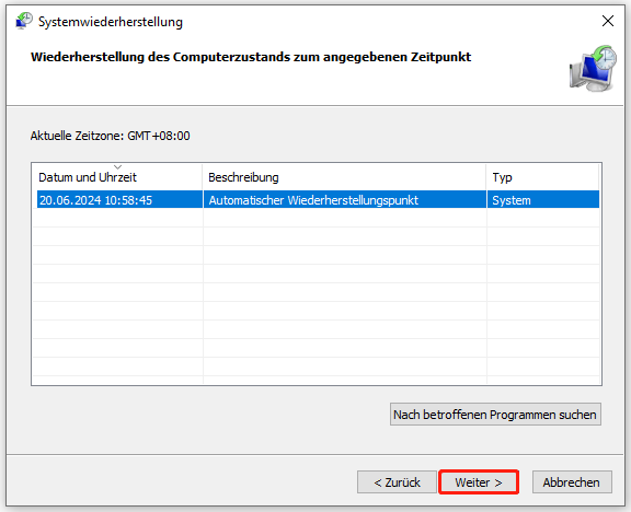 System wiederherstellen