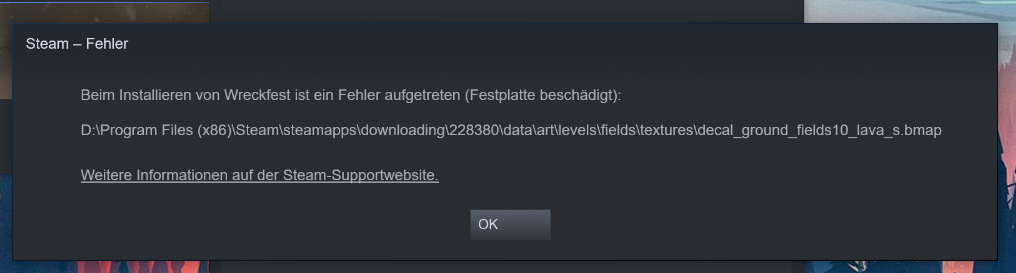 Steam-Fehler Datenträger beschädigt