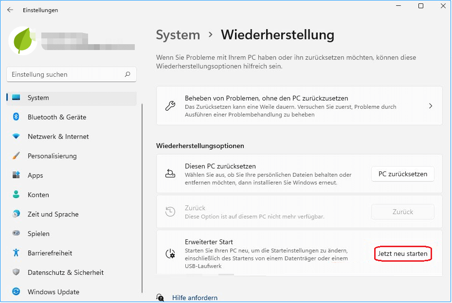 Windows 11 Jetzt neu starten