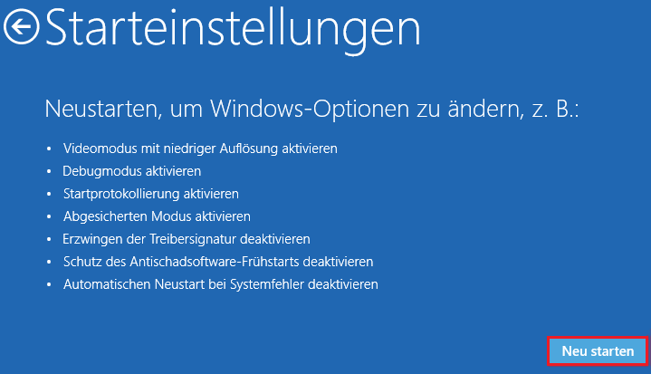 Neu starten