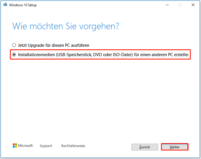 Windows 10 USB-Installationsmedium erstellen