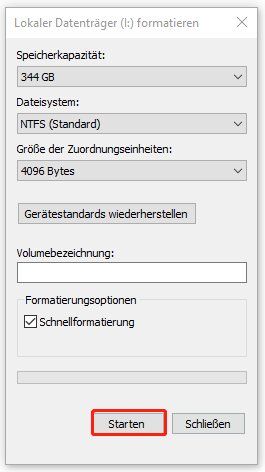 Laufwerk über den Datei-Explorer formatieren