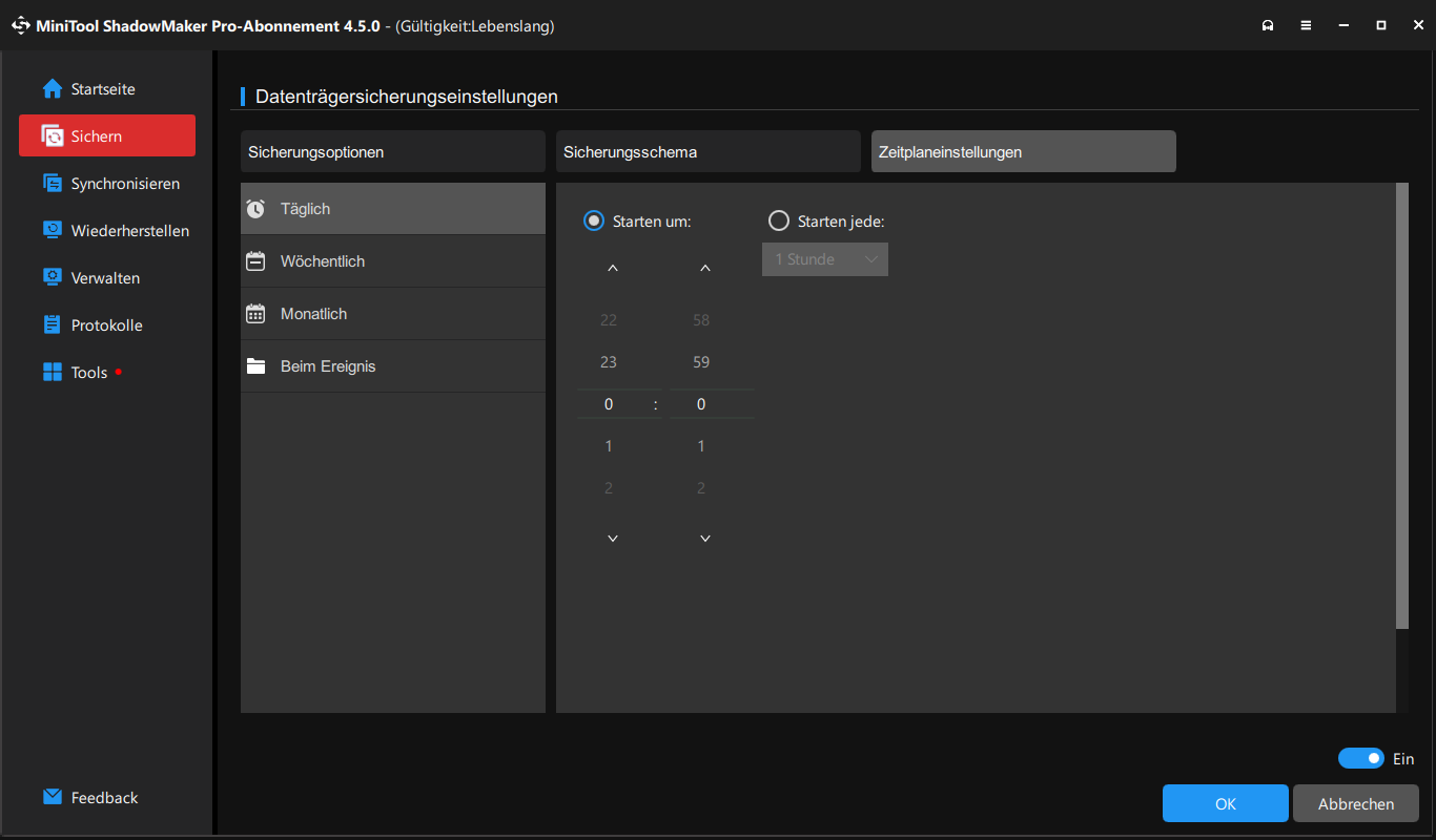 MiniTool ShadowMaker geplante Sicherung