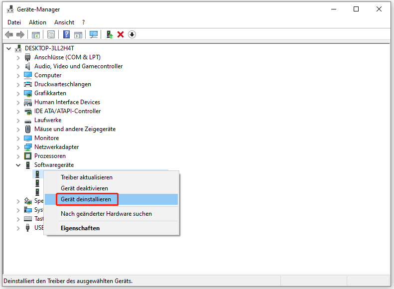 Wählen Sie Gerät deinstallieren