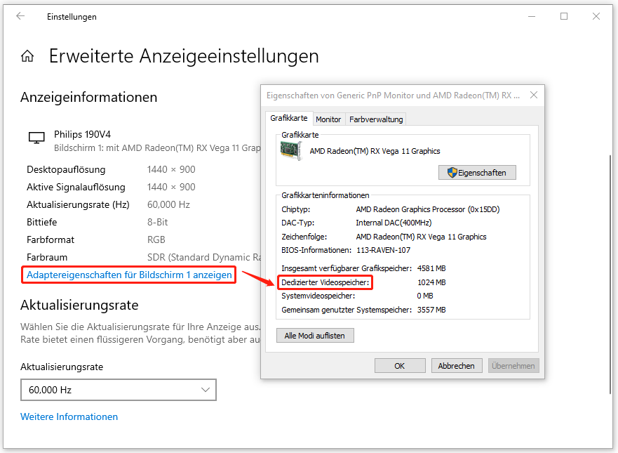 VRAM auf einem PC überprüfen