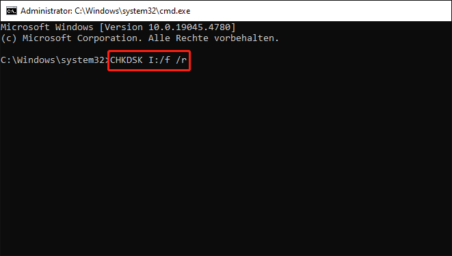 Ausführen des CHKDSK-Befehls