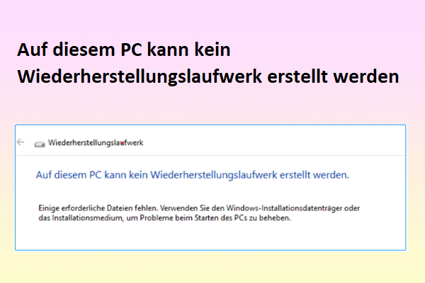 Wie behebt man den Fehler „Auf diesem PC kann kein Wiederherstellungslaufwerk erstellt werden“?