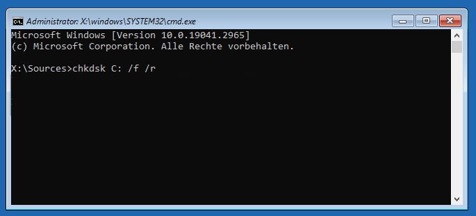 chkdsk C: /f /r