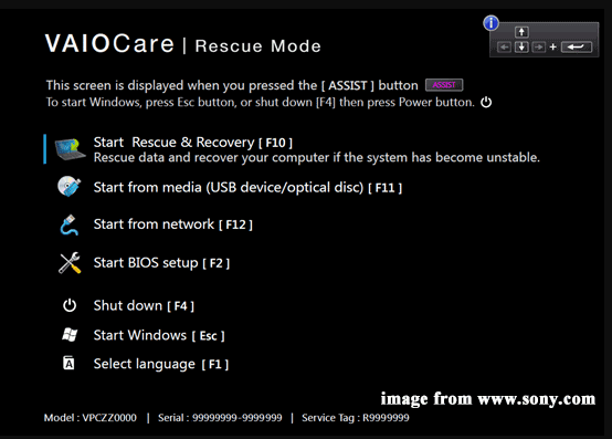 VAIO Care (Rescur Mode)