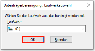 Wählen Sie das Laufwerk