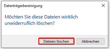 Klicken Sie auf Dateien löschen