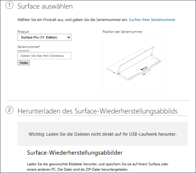 Surface auswählen