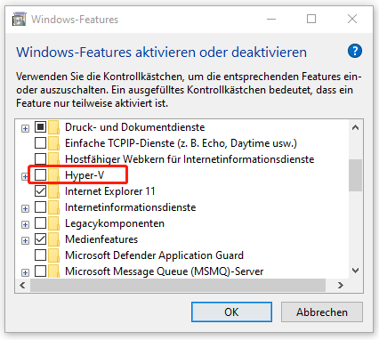 Hyper-V deaktivieren