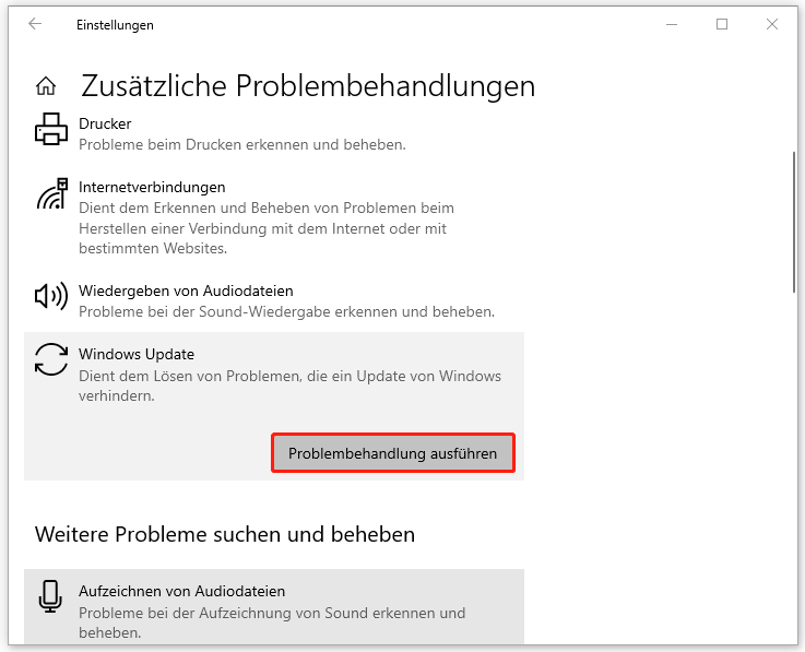 Windows Update-Problembehandlung ausführen