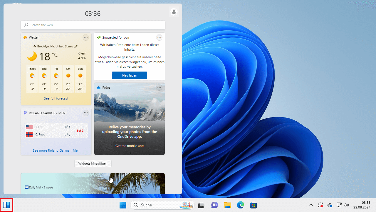 Widgets von Windows 11