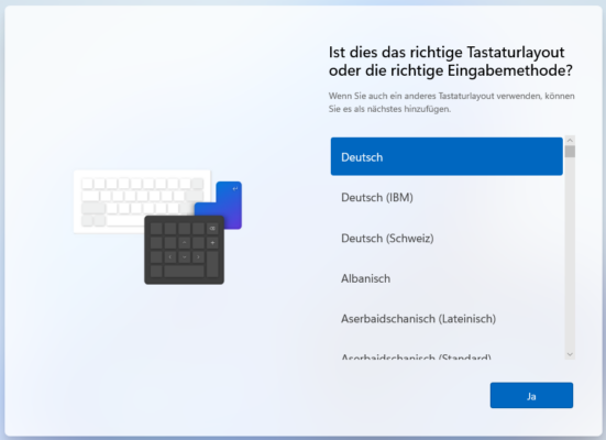 Windows 11 ein Tastaturlayout auswählen