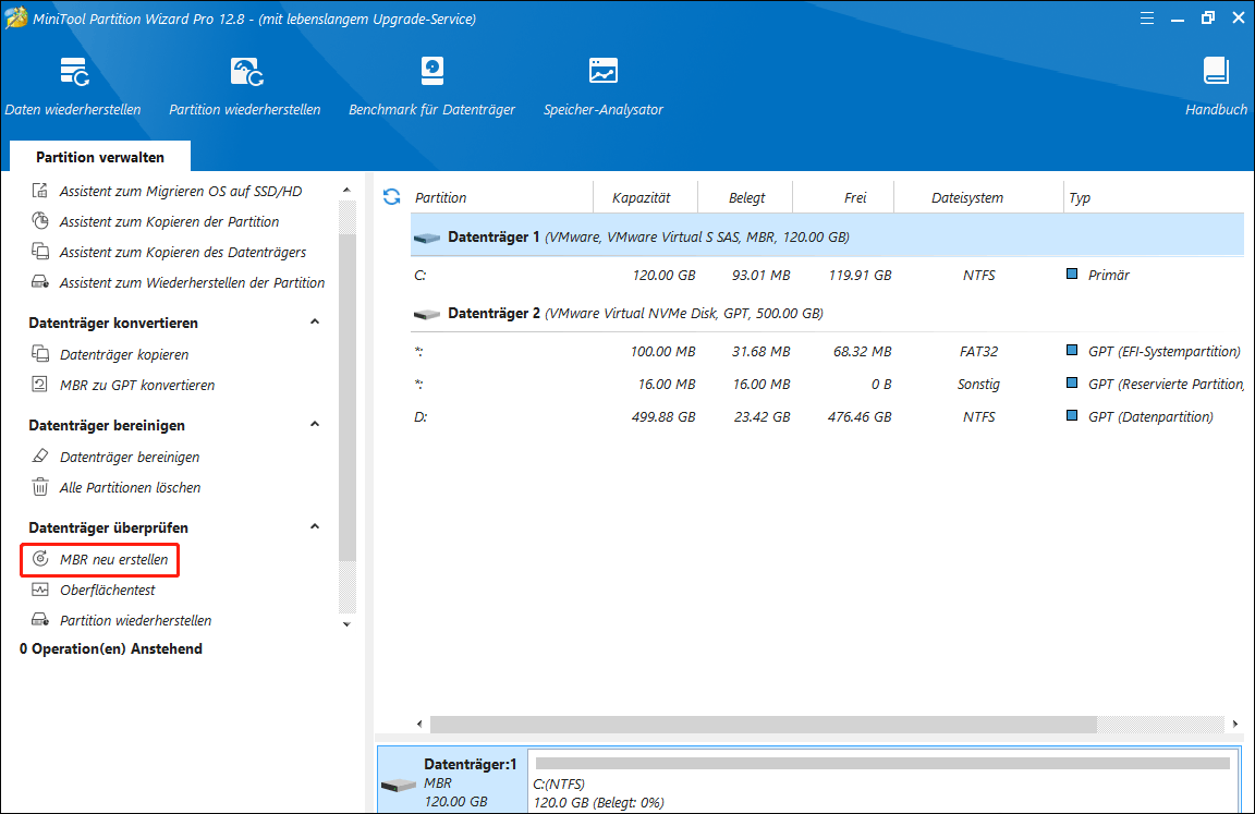 Wählen Sie die Option MBR neu erstellen aus