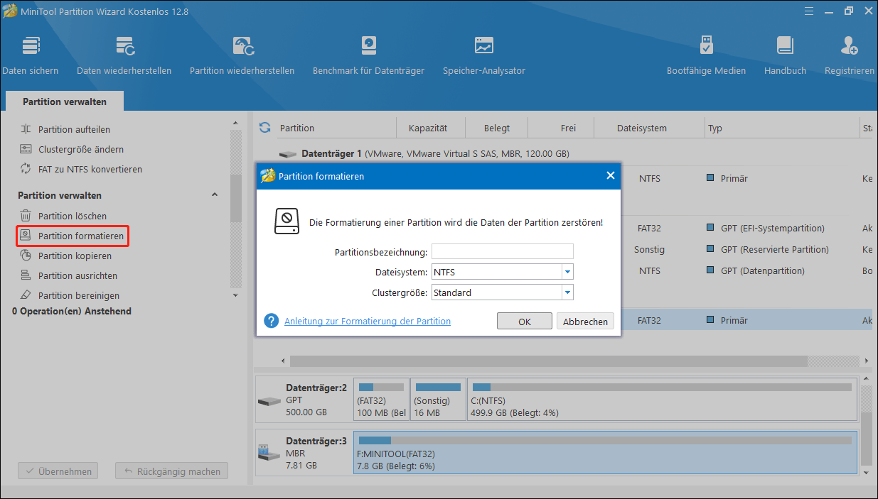 klicken Sie auf Partition formatieren