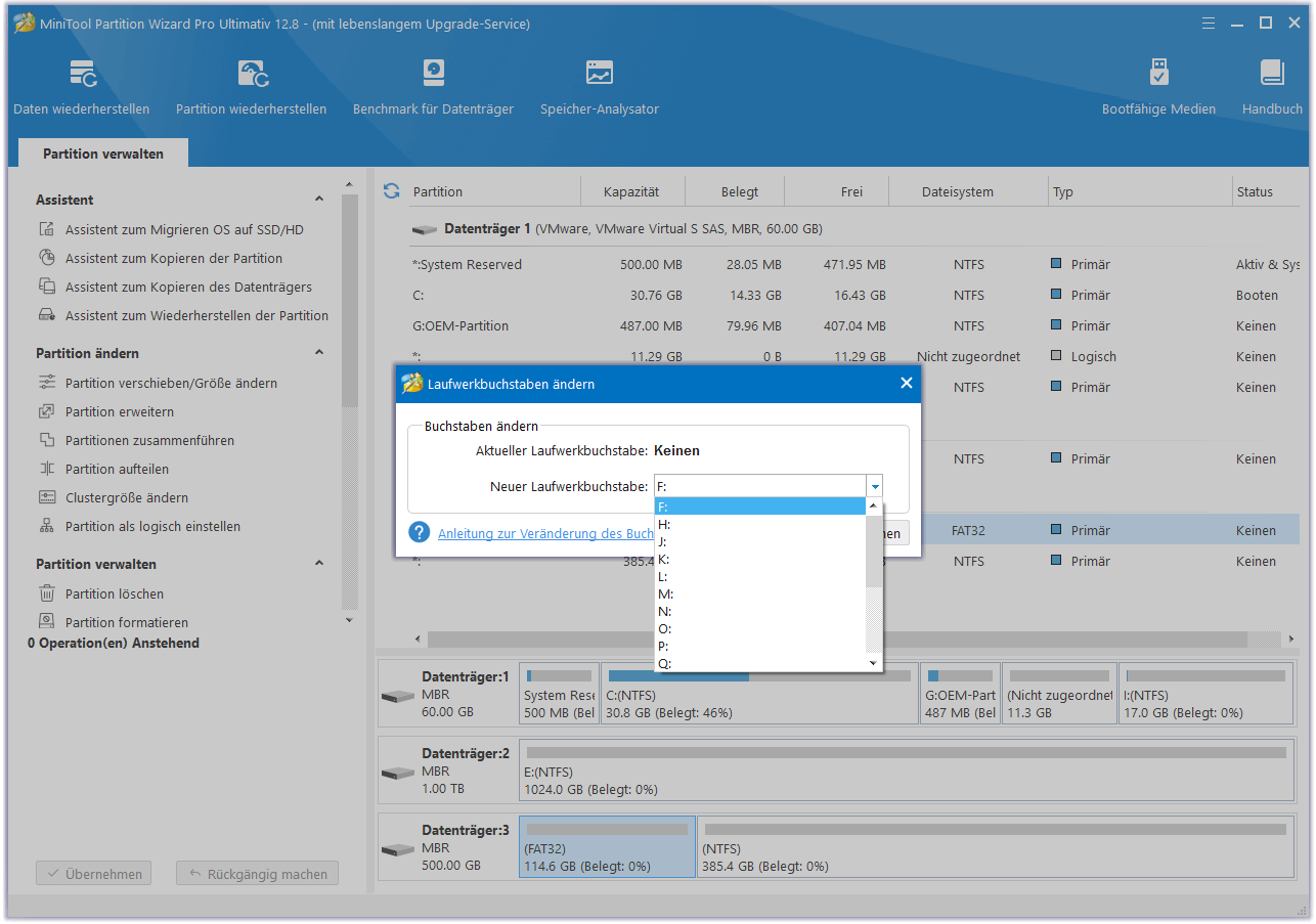 der Partition einen Laufwerksbuchstaben zuweisen