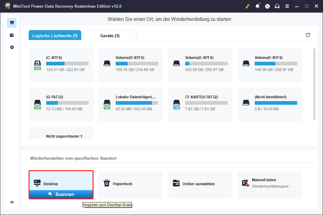 Wählen Sie Desktop scannen aus