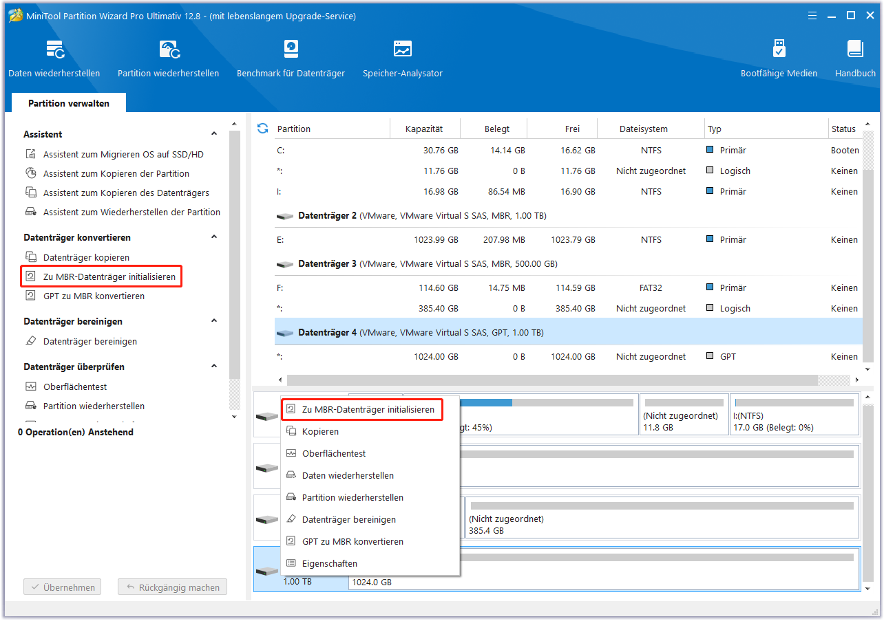 Klicken Sie auf zu MBR-Datenträger initialisieren