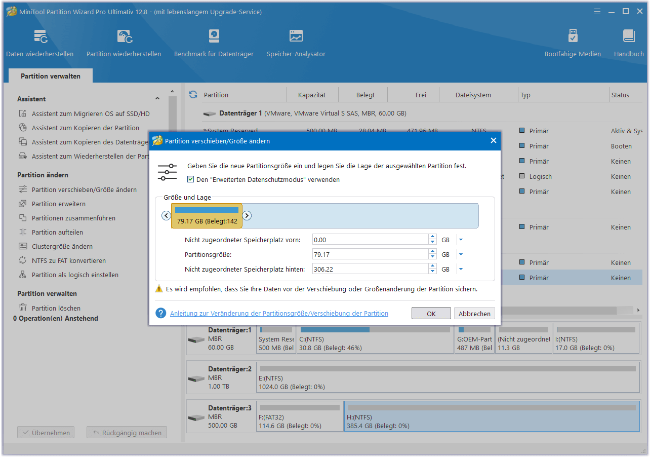 Partition mit MiniTool Partition Wizard verkleinern