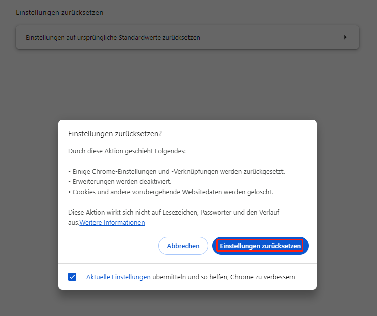 Browser zurücksetzen