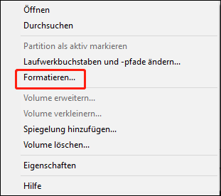Wählen Sie Formatieren