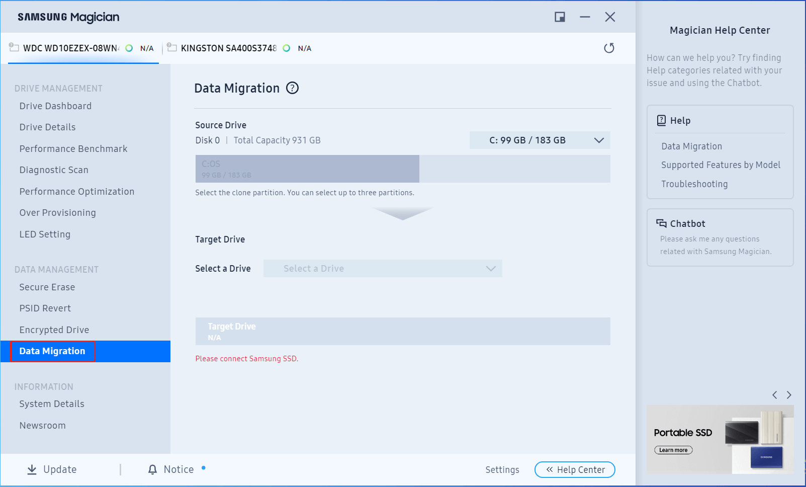 Klicken Sie auf Datenmigration