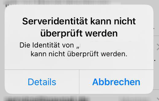 Serveridentität kann nicht überprüft werden