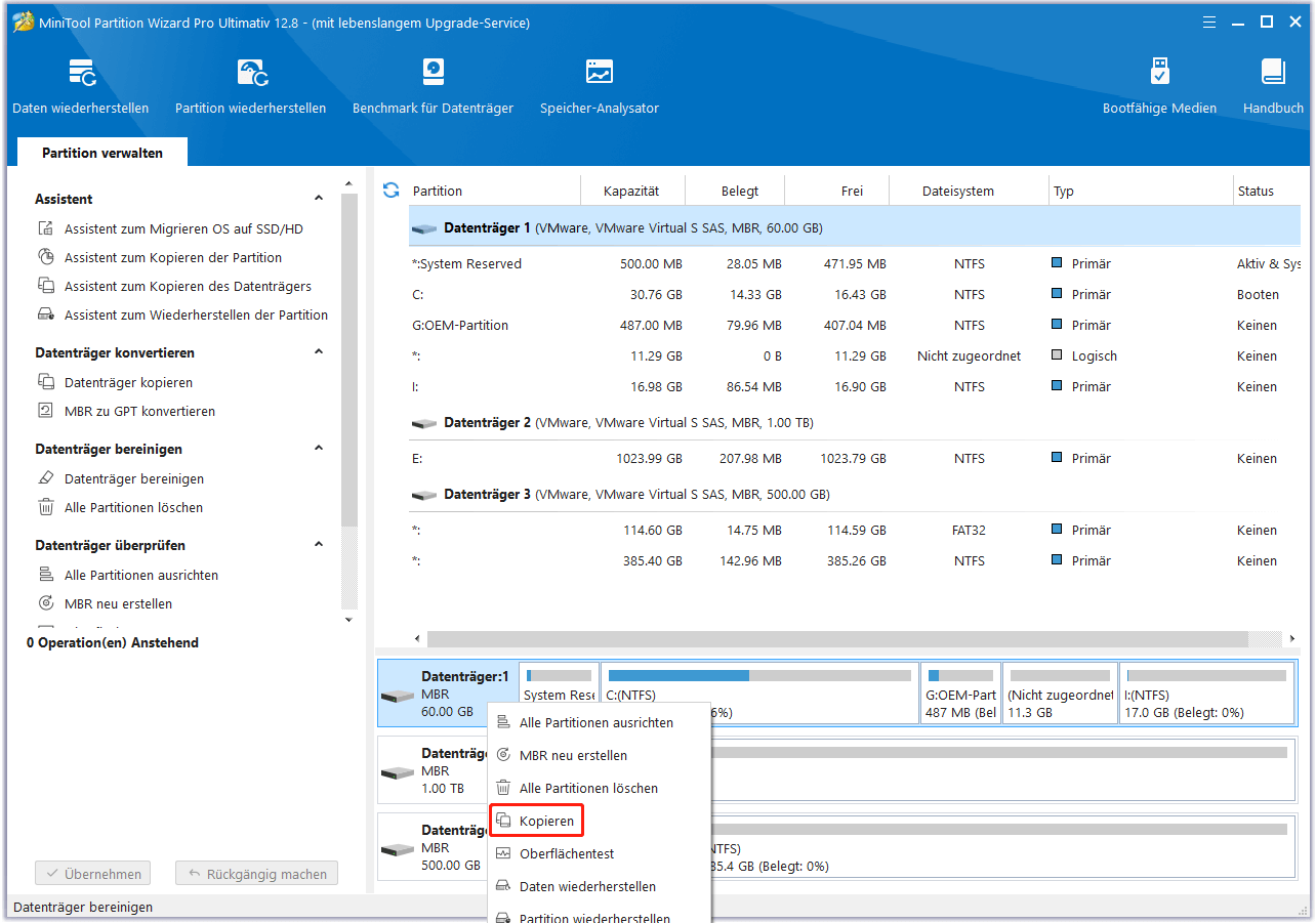 Kopieren einer Festplatte mit MiniTool Partition Wizard