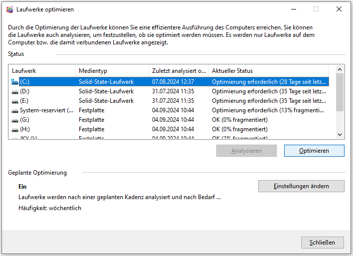 Festplattenlaufwerk optimieren