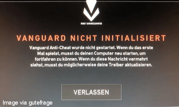 VANGUARD NICHT INITIALISIERT