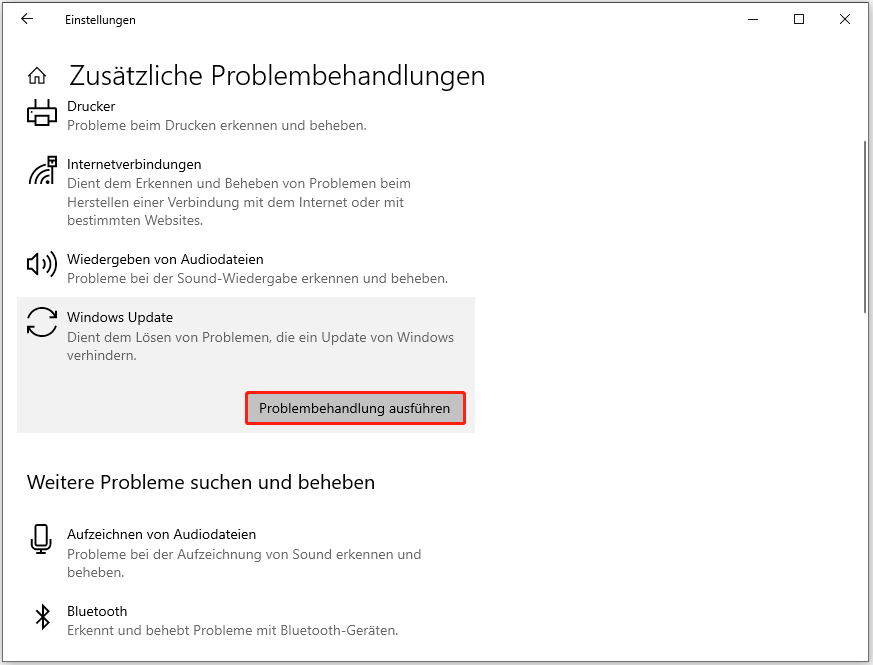 Problembehandlung für Windows Update