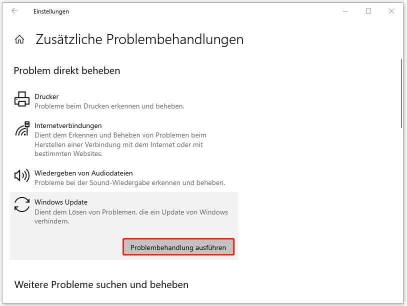 Windows Update-Problembehandlung ausführen