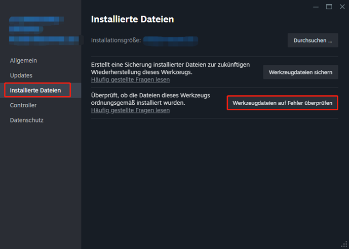 Klicken Sie auf die Option Integrität der Spieldateien überprüfen